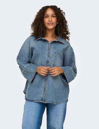 ONLY Carmakoma Cargrace 3/4 Stud Dnm Shirt Gua - Blue - 48