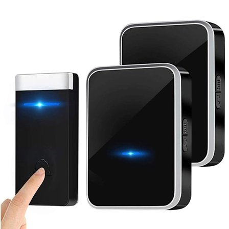 Trådløs dørklokke, ingen batterier nødvendig for sender, med 1 sender og 2 mottakere