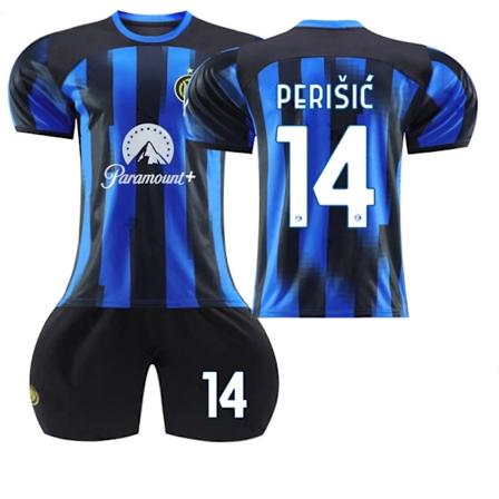 23-24 Sæson Inter Milan Ny Hjemmefodboldtrøje Sæt - Nr. 10 Lautaro, Nr. 9 Dzeko, Nr. 90 Lukaku 2324 Inter Milan Hjemmestadion Nr. 14 288 S