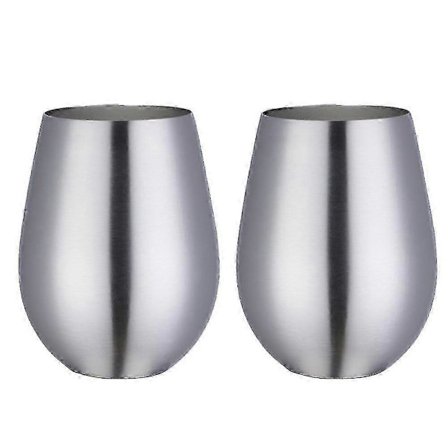 Fars Dag Present Rostfritt Stål Stjälklöst Vinglas, Utomhus Portabel Vinglas För Poolen, Camping, Grillfester, Resor - Set Om 2 Me YYJ