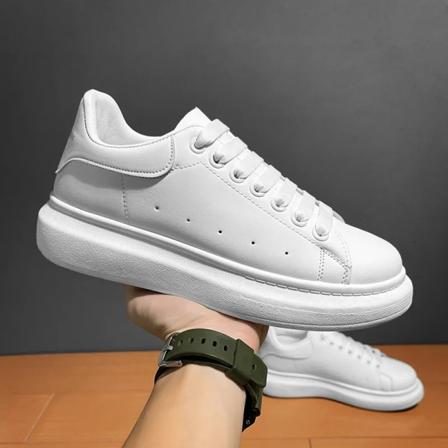 Män Platform Sneakers Höstmode Casual Skor utomhus Andas lätt Vita löparskor Dam Tennisskor WHITE 36