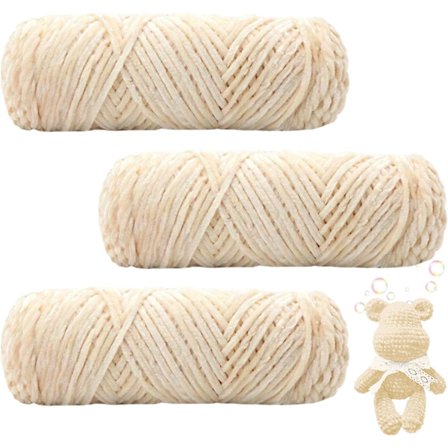 3 st Velvet Baby Garn, Velvet Garn, Velvet Chenille Garn, Mjukt Mysigt Chenille Garn, Virkgarn för Stickning och Virkning