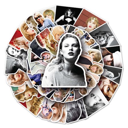 50 stk. sexede graffiti-klistermærker med sangerinden Taylor, kufferter, l