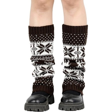 Snöstjärna stickade strumpor Boot Cuffs Strumpor Stickade Benvärmare Vinter Benvärmare Boot Cuffs Strumpor för Kvinnor och Flickor