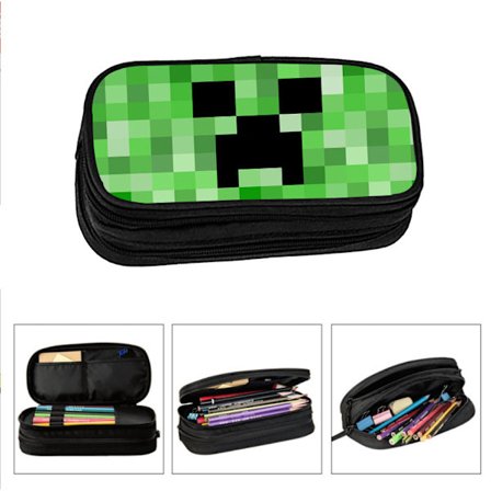 minecarft penalhus til studerende børn penalhus stor kapacitet penalhus elastisk dobbelt lag bærbar