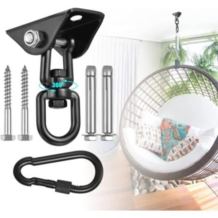 Hengekøyeopphengsett, kraftige hengekroker, 544 kg rustfritt stål, 360° rotasjon, takkrok for innendørs og utendørs bruk, etc.