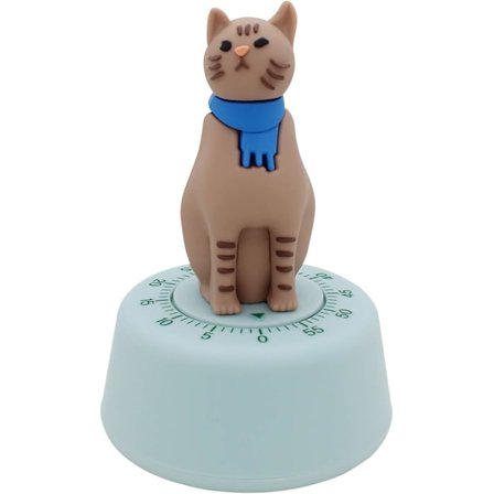 Timer Mekanisk kattformad kökstimer (brun)