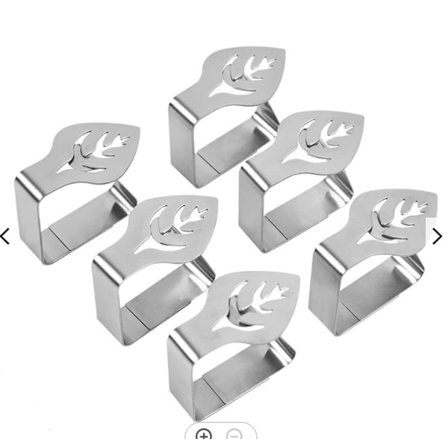 Set med 6 stk rustfritt stål anti-skli duk klemmer blad