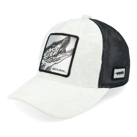 Skillfish - White - trucker - Cap - Kids Grisjävel Silver Youth White/Black Trucker - Hatstore