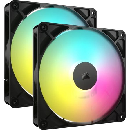 Corsair RS140 ARGB Vifte 2pk (sort) 140mm, 330 – 1700 RPM ±10%, 10 - 36 dBA