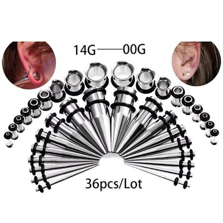 Expansionsstav kit, kirurgiskt stål öron töjnings kit, tunnlar