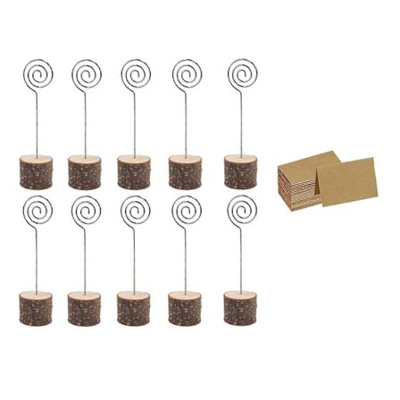 30 stk Treplasseringskortholdere med virveltråd Kraftplasseringskort Rustikke trebordnummerholdere Stativ Navnekortholdere_Spesielle gaver