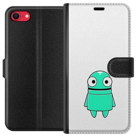 Kompatibel Tegnebogsetui til Apple Apple iPhone SE (2022) Turkis tegneseriefigur med store øjne og en glad personlighed i enkel illustration