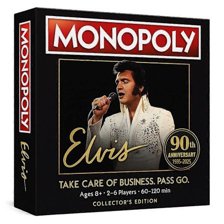 Elvis Presley 90-års jubilæum Monopoly brætspil - Samlerudgave med 8 temadesigns