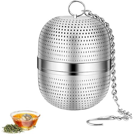 Te-si af rustfrit stål - Te-filter - Te-si af rustfrit stål 304 - med kæde - Velegnet til tekopper/tekander/kedler