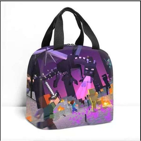 Minecraft madkasse bærbar måltid taske studerende børn campus madkasse taske mad isolering madkasse