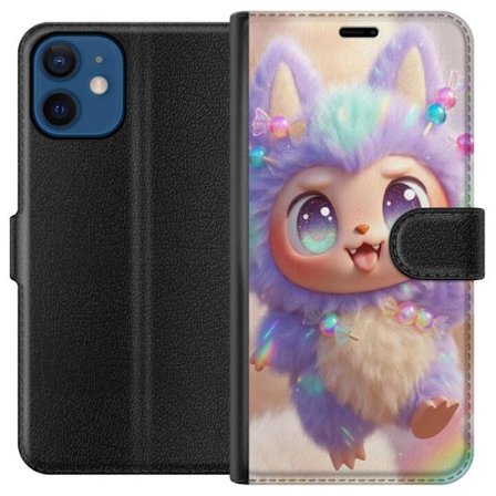 Kompatibelt Lommeboketui til Apple Apple iPhone 12 mini Søt kawaii-figur med store glitrende øyne, regnbuefarger og myk 3D-stil, perfekt barneillust