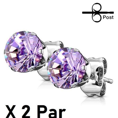 OBS 2 par Örhängen i IP Pläterad 316L stål med 3 mm Tanzanite CZ