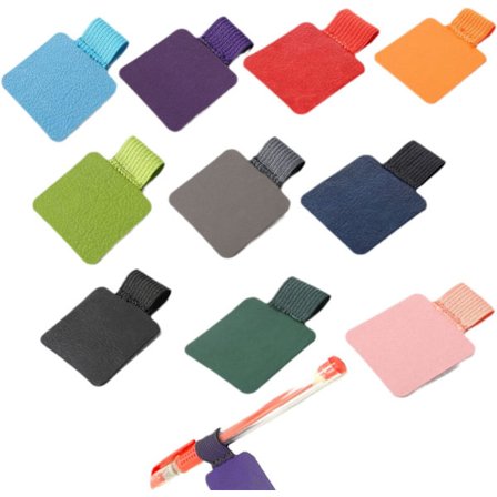 10 stk. Pen Loop Holder Selvklæbende Læder Pen Holder Notesbog Selvklæbende Pen Ring Blandet Farve Pen Ring Elastisk Pen Holder Rektangel (Tilfældig 