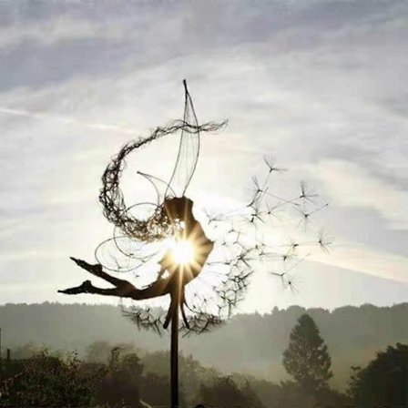 Mælkebøtte Figur Feer Nisser Dansende Fe Statue Ståltråde Eventyrhave Miniature Skulptur Mytisk Have Gårdhave Dekoration (FMY)