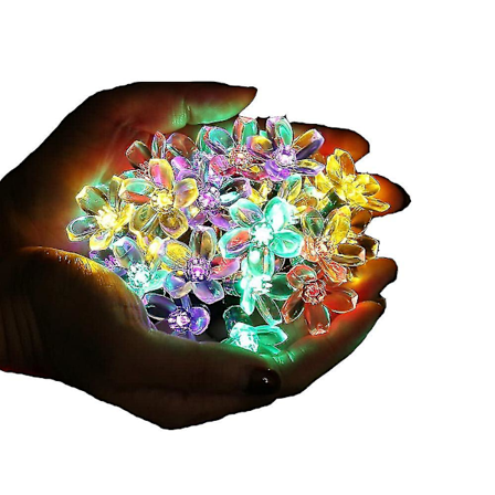 Solcelle Lyslenke Utendørs Blomster, 7m 50 LED Lyslenke Solcelle Utendørs Vanntett LED Lyslenke Fargerik For Hage Balkong Terrasse Jul Bryllup