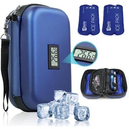 Insulin kylväska med 2 kylklampar - Hårt skal 20,5 x 12 x 8,5 cm - Blå