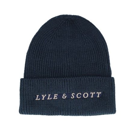 Lyle & Scott - Blå cuff Beanie - Ribbed Beanie Dark Navy Cuff @ Hatstore