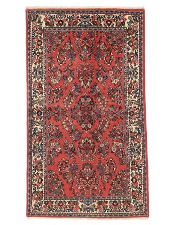 Sarough Fine Teppich Handgeknüpft 126X222 Dunkelrot/Schwarz Persien/Iran