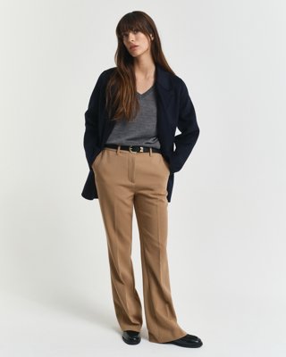 GANT - Slim fit flared slacks til dame warm khaki