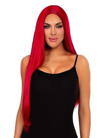 Leg Avenue: Long Straight Center Part Wig Red - Sexleker Vuxen: Rollespill