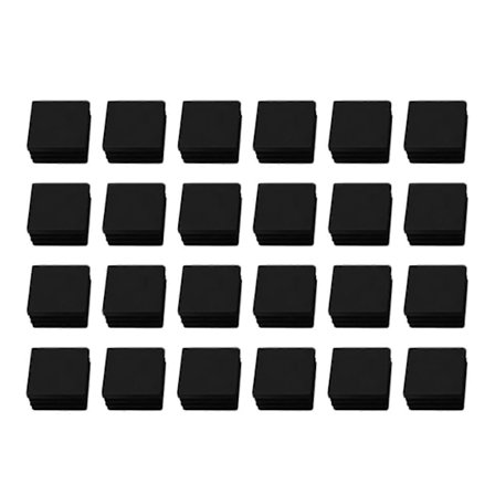 24 stk. 30mm x 30mm Plast Riblede Kvadratiske Endestykker Rørindsats Sort