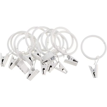 Pakke med 12 ringer med klips for gardiner, dekorative gardiner i