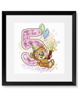 Broderikit Billede Bamse 5-års fest - Luca-S