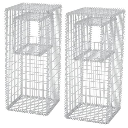 Vidaxl Gabionkorg Med Planteringsmöjlighet 2 St Stål 50x50x120 C Silver