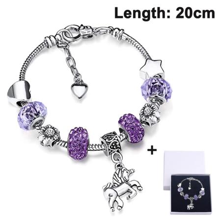 Glansende Krystall Rhinestone Charm Armbånd Bangel med Unicorn