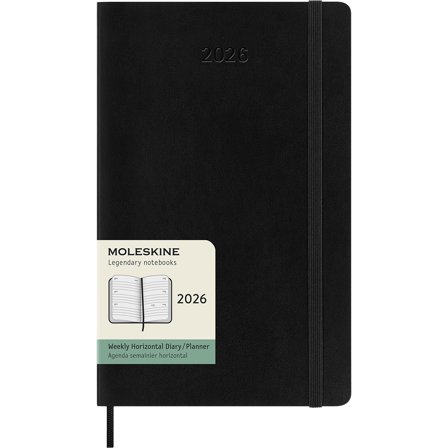 Moleskine Calendrier 12M Weekly Horizontal 2026 Softcover Large Black