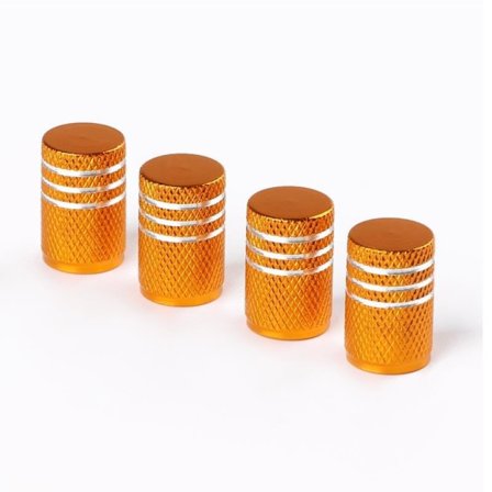 Färg aluminiumlegering ventilhatt, läckagesäker bildäckhatt, stor sexkantsskruv, ventilhatt (rund guldgul (4 stycken))