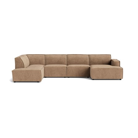Stor Lyon U-sofa, højrevendt - Capri Mørk beige - 368x218x80cm - Elegant samlingspunkt til stuen