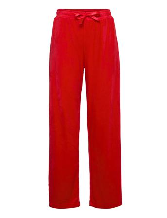 Vmathena Velvet H/W Pant Exp Bukser Med Rette Ben Rød Vero Moda