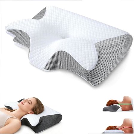 Nackkudde i memory foam, en två-i-ett ortopedisk kudde, lindrar effektivt nacksmärta, anpassar sig till nackens naturliga kurva för stöd