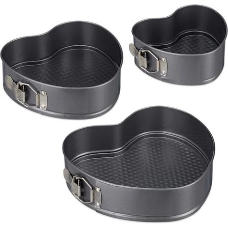 Sockerkake, hjerteformet, sett med 2 bakeformer, non-stick, karbonstål, antrasitt