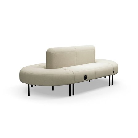 Sofa VARIETY, lukket kurve, med USB-stik, stof Pod CS, sand
