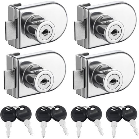 4 kpl Lasikaapin Lukko, Ei Porattavaa, Yksittäiset Lasioveen Lukot Samalla Avaimella, Kaksinkertainen Avoin Vitriinin Turvalukko 5-8 mm Lasille