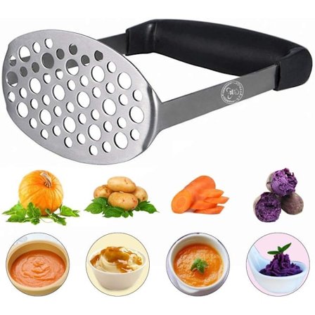 Moser/Rive, Rustfrit Stål Moser/Rive med Blødt Håndtag, Frugt & Grøntsagsmoser/Rive, Kartoffelmoser/Rive (Sort)