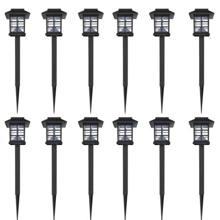 vidaXL Markbelysning 12-pack LED solenergi 8,6x8,6x38cm