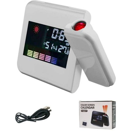 LED Digital Projektionsvekkerklokke Temperatur Termometer Skrivebord Tid Dato Display Projektor Kalender Bord Led Klokke C
