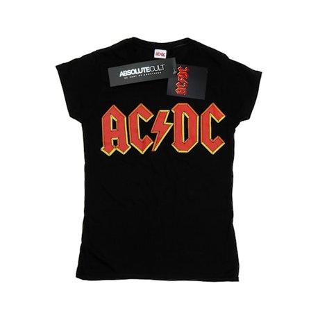 AC/DC Dam/Kvinnor Röd Logo Bomull T-shirt M Svart
