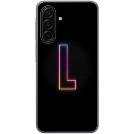 Kompatibelt Mobildeksel til Samsung Galaxy A17 5G Minimalistisk neonbokstav L i mykt fargeskiftende lys mot svart bakgrunn med ren grafisk estetikk