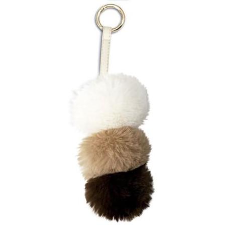 Nyckelring - Beige/brun/mörkbrun pompom plush Multicolor