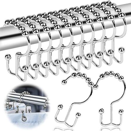 12-pack duschdraperiringar i rostfritt stål 78 mm x 36 mm dubbel H